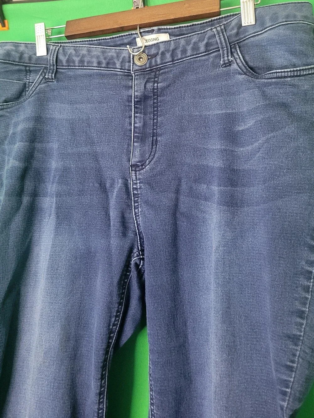 Catherines Slim Straight Jeans Dark Blue Wash 1x Petite 1XWP Jeggings Stretchy